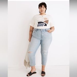 NWT! Madewell High Rise Slim Boyjean in Prentice Wash: Ripped Edition